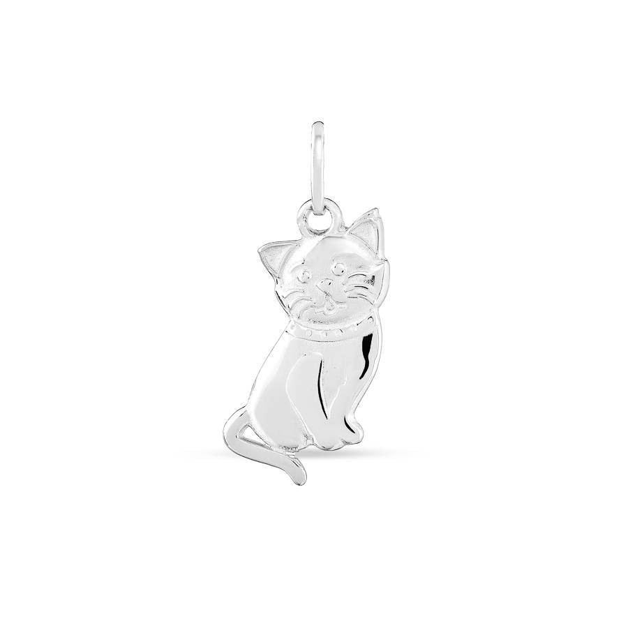 Colgante gato de plata personalizable - 2335
