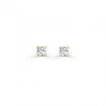 Brincos de Ouro Amarelo 9K e Zircónia 4mm